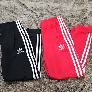 Adidas Kids' Black and Red Track Pants
